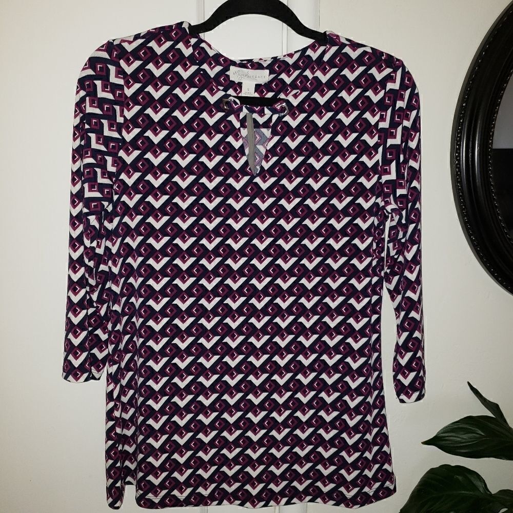 Magnolia Grace Three Quarter Sleeve V-Neck Blouse